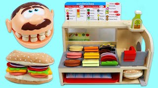 Pretend Cooking Mr Play Doh Head Lunch Time from Sandwich Shop Toy Set [upl. by Aiksa]