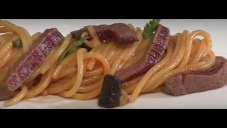 Pasta recipe Spaghettini De Cecco with Shitaki Mushroom and beef [upl. by Anamuj697]