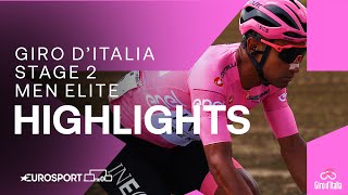 FROM CRASH TO VICTORY 🫨  Giro DItalia Stage 2 Race Highlights  Eurosport Cycling [upl. by Ermey282]