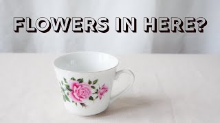 Cute Tea Cup Flower Arrangement  How to make a cup centerpiece [upl. by Mayce]