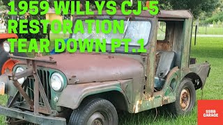 1959 Willys CJ5 Restoration Teardown Part 1 [upl. by Charley271]