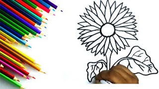 How to draw sunflower for kids and toddlers  Easy sunflower drawing [upl. by Auqemahs471]