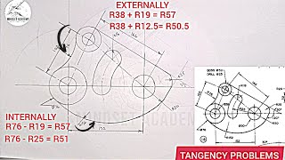 TANGENCY PROBLEMS IN TECHNICAL DRAWINGS AND ENGINEERING [upl. by Sokul]