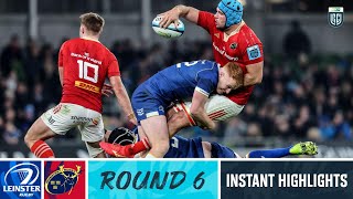 Leinster v Munster  Instant Highlights  Round 6  URC 202324 [upl. by Oiznun]