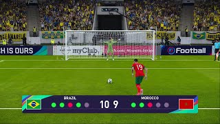 Penalty kicks Morocco vs Brazil l World Cup Qualifiers 2024 Hakim Ziyech vs Neymar PES [upl. by Ekaterina]