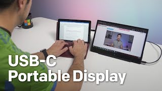 HP EliteDisplay S14 USBC portable display review Perfect for Surface Go [upl. by Tannenwald204]