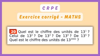 Exercice corrigé  LES PUISSANCES — MATHS CRPE [upl. by Brianne897]