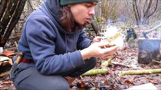 Bushcraft Fire Lighting Feather Sticks and Flint amp Steel [upl. by Yeniar913]