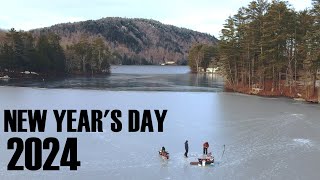 Ice Fishing in Maine We ran out of Bait New Years 2024 Brook Trout Splake Bass Pickerel Perch [upl. by Lairret]