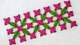 Super Attractive Gorgeous Border Stitch for BeginnersVery SimpleampEasy StitchesHand EmbroideryTrick [upl. by Odinevneib]