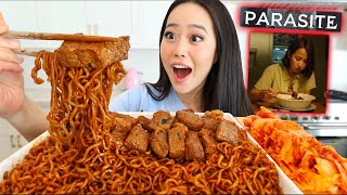 quotPARASITEquot Oscar Winning CHAPAGURI RAMEN MUKBANG Recipe Included [upl. by Renae338]