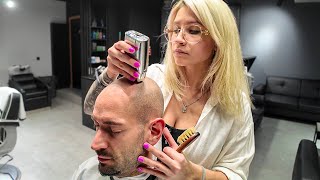 Gentle Touch Head amp Beard SHAVE for ASMR Relief – Krakow 🇵🇱 [upl. by Assilana]