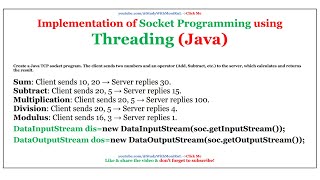 Implementation Socket Programming using Threading  Threading in java  2024 [upl. by Liryc44]