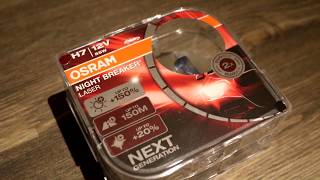 Comparing standard H7 headlight bulb to Osram Night Breaker Laser [upl. by Atinehs]