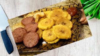 Como hacer platanos fritos con Salami y Queso Frito  Tostones  Plátanos Verdes  Fried plantains [upl. by Pansie]