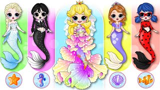 Disney Princess Ladybug amp Wednesday Become The Little Mermaids  30 DIY Arts amp Paper Crafts [upl. by Emad]