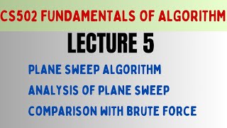 CS 502 Lecture 5 Plane Sweep Algorithm  Running time Analysis Brute Force versus Plane Sweep [upl. by Saundra]