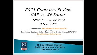 2023 Contracts Review GAR vs RE Forms  CE Class [upl. by Anderea892]