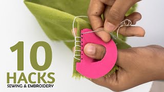 10 SMART HAND EMBROIDERY amp SEWING HACKS  by DIY Stitching [upl. by Lustig]