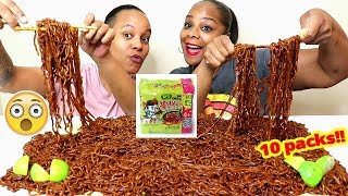 SPICY NUCLEAR BLACK BEAN NOODLES CHALLENGE MUKBANG 10 PACKS [upl. by Narok91]