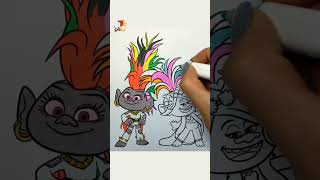 Trolls World Tour Barb and Poppy Coloring coloring enjoykids trollsworldtour [upl. by Eellek]