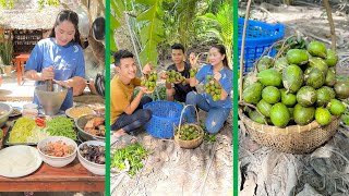 Mommy Chef pick June Plum and make salad so yummy with country style  Sros yummy cooking vlogs [upl. by Ganley]