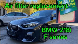 How to change air filter BMW 218i F44 F series luft filter wechseln DIY [upl. by Alehc]