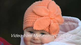 Peach Flower Hat  Knit Hat Pattern  Presentation [upl. by Skyla680]