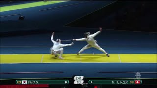 Epee Fencing  Strategies  Duck and point  Park S vs Heinzer M [upl. by Sseb]