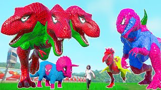 ALL SuperHero Dinosaurs Battle in Jurassic World Dinosaur Pro 8 SuperHero Team Spiderman TRex [upl. by Nnaeirual622]