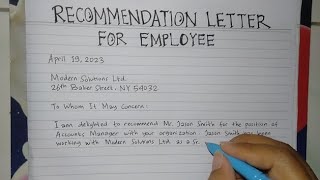 How to Write A Recommendation Letter for Job Employee Step by Step  Writing Practices [upl. by Oria]