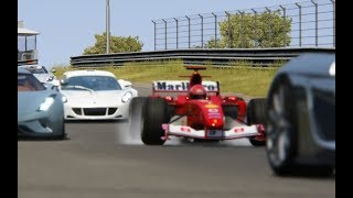 Ferrari F1 2004 Michael Schumacher vs Supercars at Zandvoort [upl. by Eidok]