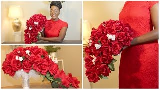 DIY Rose Bridal Cascading Bouquet  Wedding  Waterfall  Teardrop Bouquet  Chanelle Novosey [upl. by Wilser810]