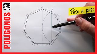 Heptágono Inscrito en Circunferencia Dibujo Técnico sobre papel paso a paso [upl. by Aihsenad454]