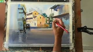 Peth Area Pune  Demo by Milind Mulick  Watercolor Painting  Watercolor Drawing [upl. by Mandeville168]