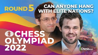 44th Chess Olympiad  Fabi Magnus Anish and Chess’ BEST Battle For Strongest Nation Title  RD 5 [upl. by Snider]