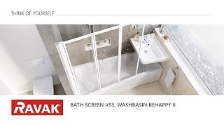 RAVAK installation instructions  VS3 bathtub screen and BeHappy II Corner Washbasin [upl. by Odlaner988]