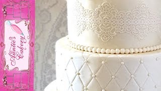 Quilted Lace Wedding Cake Updated Video httpsyoutubefXuEw74TM [upl. by Ttoille]