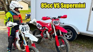 Big Difference KTM Gas Gas Husqvarna 85cc VS Supermini 105cc 2Stroke Motocross Bikes GasGas MC [upl. by Brey]