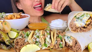 MEXICAN FOOD POZOLE BURRITO STREET TACOS ASMR MUKBANG OMAD CRUNCHY MESSY EATING NOISES BIG BITES [upl. by Astera]