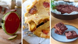 Semaine IG bas 23  Gâteaux pastèques chocolatlégumes et clafoutis à la poêle [upl. by Llerehs]