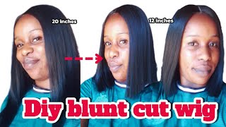 Diy blunt cut wigHow to cut a blunt cut wig for beginners wig  hair [upl. by Colburn818]