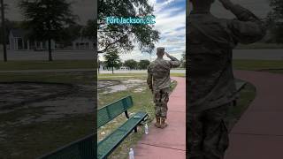 Lowering of the American Flag usarmy salute fortjacksonsc [upl. by Rabin42]