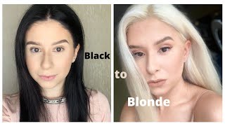 Bleaching my hair at home  BLACK to BLONDE  Part 1 [upl. by Azerila]