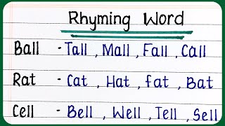 Rhyming words in English four words each  Learn 50 Interesting Rhyming Words  Phonics Rhyming Word [upl. by Ytrebil92]