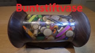 gedrechselte Buntstiftvase woodturned pencil Vase DIY [upl. by Ernald]