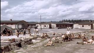 Liberated United States airmen prisoners at Stalag 7A in Moosburg Germany HD Stock Footage [upl. by Iur]