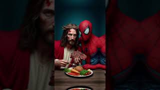 eat steak with spiderman marvel avengers fé shorts jesús [upl. by Dobb]