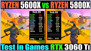 Ryzen 5600X vs Ryzen 5800X  RTX 3060 Ti 8GB  Test in 13 Games at 1080p  Tech MK [upl. by Mailand]