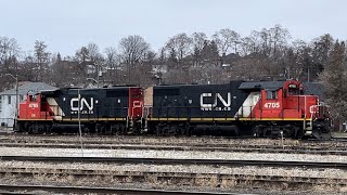 CN 4705 amp CN 4785 Sitting at Brantford CN Yard Brantford Ontario Canada January 5 2024 [upl. by Nylrac17]